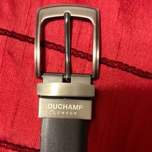 Duchamp Black Belt with Silver Buckle mens 42 waist leather